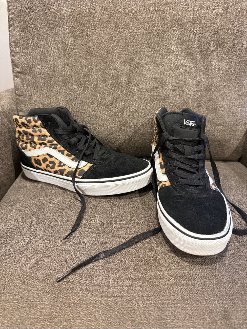Vans Black & Leopard Mid-Top Sneakers